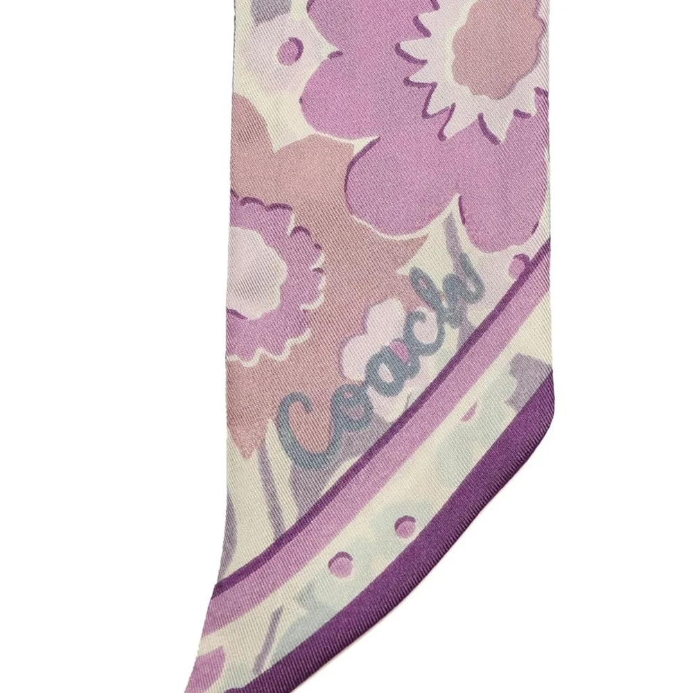 Coach Laurel Floral Silk Skinny Scarf | Twilly Neck or Handbag Scarf NWT